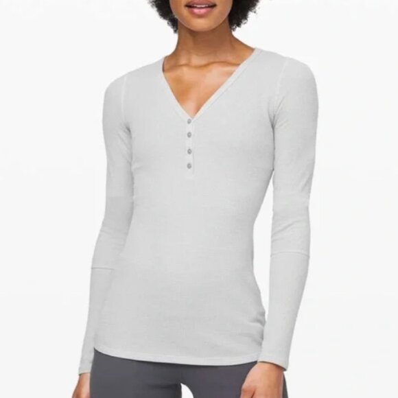 lululemon athletica Tops - Women's Lululemon Close Call Henley Long Sleeve Gray Top Size Small